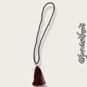 Amethyst Mala Prayer Bead Necklace – 109 Beads with Purple Tassel & Gold Thread